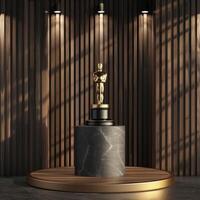 Neutral backdrop allows the award podium to shine as a symbol of excellence and achievement photo