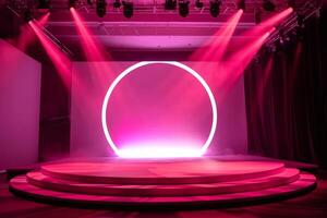 Silhouette highlighting the modernity of a stylish display stage. photo