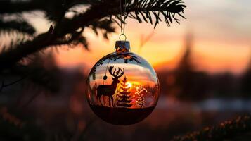 A glass ornament with a deer on it photo