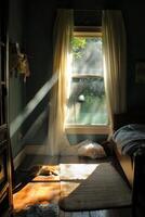 Silhouetted children's room with a peaceful light. photo