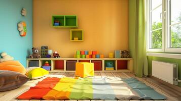 espacioso para niños habitación con vacío espacios. foto