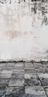 Weathered Concrete Wall with Rustic Stone Tiles Creating an Urban Industrial Backdrop photo