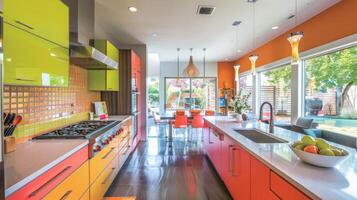 Kitchen with vibrant layouts photo