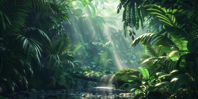 Conceptual rainforest scene with artistic flair. photo