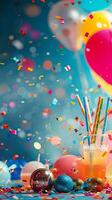 A colorful party scene with balloons photo