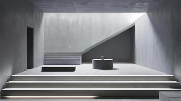 Minimalist Modern Interior with Concrete Walls and Geometric Design photo