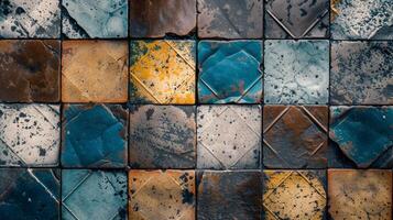 Patterned poster design featuring tile texture backgrounds photo
