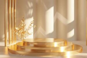 Professional image showcasing the elegance of an award podium with space for personalized branding. photo