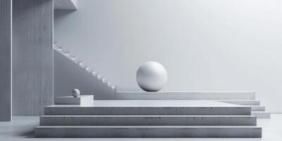Minimalist Modern Interior with Geometric Shapes and Concrete Elements photo