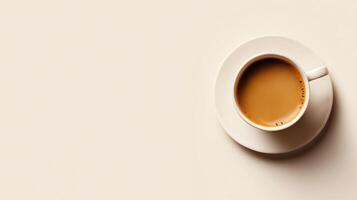 Minimalist Overhead View of a Coffee Cup on a Neutral Background photo