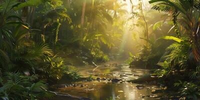 Conceptual rainforest scene with artistic flair. photo