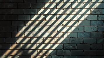 Sunlight Casting Diagonal Shadows on a Textured Brick Wall Creating a Dramatic and Artistic Pattern photo