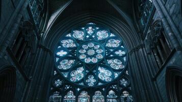 From above, the intricate beauty of a rose window in a Gothic cathedral photo