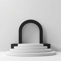 Minimalist arrangement of an award podium against a white background photo