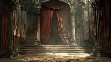 Photorealistic 3D rendering of a display stage photo