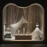 Elegant Luxury Boutique Display with Mannequin in Gown photo
