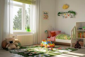 sencillo para niños habitación con elegante decoración. foto