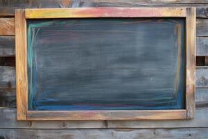 A black chalkboard with a white border photo
