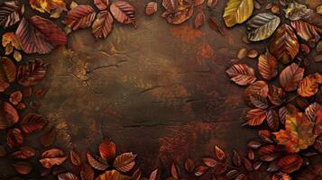 A brown background with a large leafy border photo