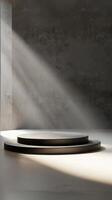 Minimalist Concrete Interior with Sunlight photo
