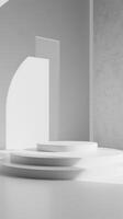 Minimalist White Interior with Geometric Shapes photo