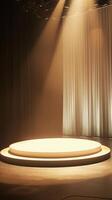 Elegant Empty Stage with Dramatic Lighting and Curtains photo