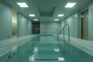 Minimalistic view of a hydrotherapy pool in a physiotherapy center. photo