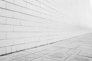 Minimalist Urban Architecture Featuring a Long White Brick Wall photo