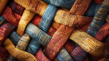 Intricate weave and rich colors of a fabric surface photo