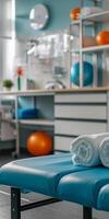 Uncluttered background in a physiotherapy environment ready for text insertion. photo