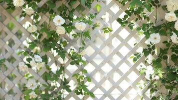 White garden trellis wall backdrop photo