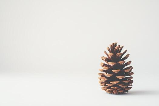 Minimalist Pine Cone on White Background Showcasing Nature's Simplicity photo