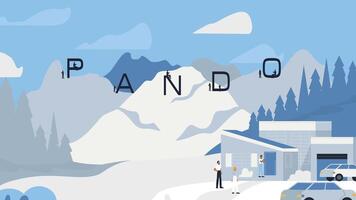 Small modern house and mountains in the background vector