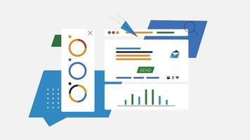 UI design with graphs charts and diagrams Web interface template vector
