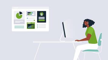 Data Analysis Visualization with Woman Using Computer in a Modern Workspace vector