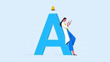 Character flat design Girl message or play phone vector