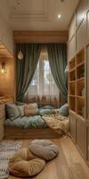 Children's room with large, blank sections. photo