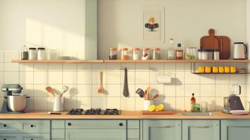 Organized kitchen scene for text insertion photo