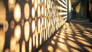 Sunlight Patterns on Modern Building Wall Creating Abstract Circular Shadows photo