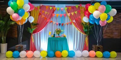 Decorative party setup featuring balloons photo