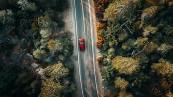 High angle view capturing the adventure of a road trip from above photo