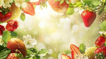 Inviting spring fruit layout with space for your logo or message photo