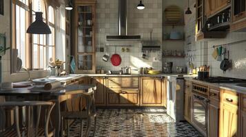 Artistic kitchen layout patterns photo