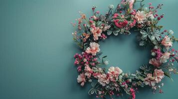 Mother's Day poster with a floral wreath and space for custom messages photo