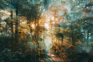Overlay of a patient's journey and a lush forest, symbolizing vitality. photo