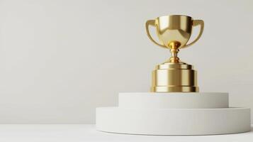 Simple yet powerful composition featuring an award podium against a white background photo