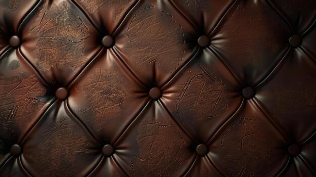 A brown leather couch with a pattern of brown dots photo