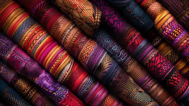 Intricate weave and rich colors of a fabric surface photo