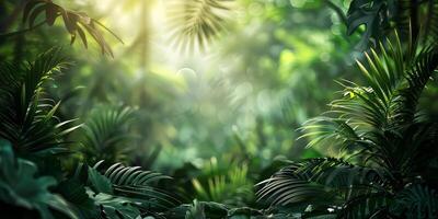 Tropical forest scene with blank space. photo