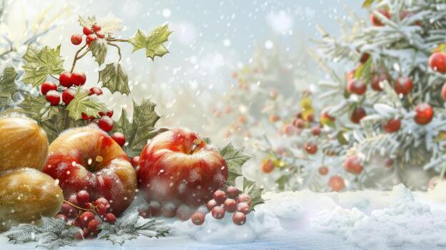 Winter fruit scene complementing elements photo
